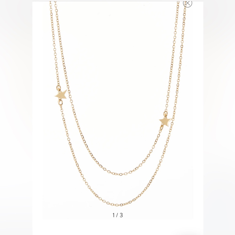 NWT Jennifer Zeuner double star chain necklace - Picture 2 of 3